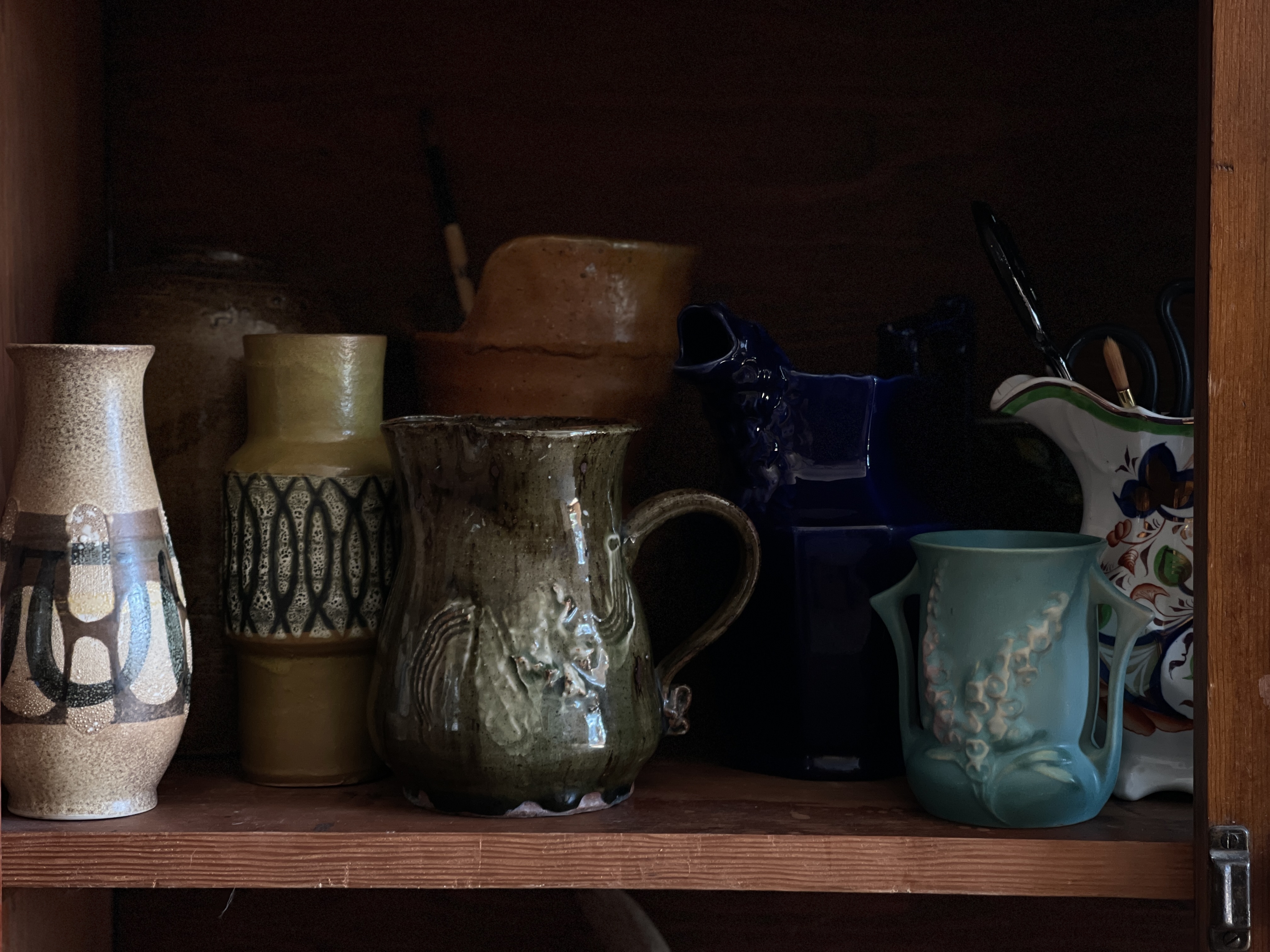 vintage mcm mid century German studio pottery pitcher Roseville hull ceramics