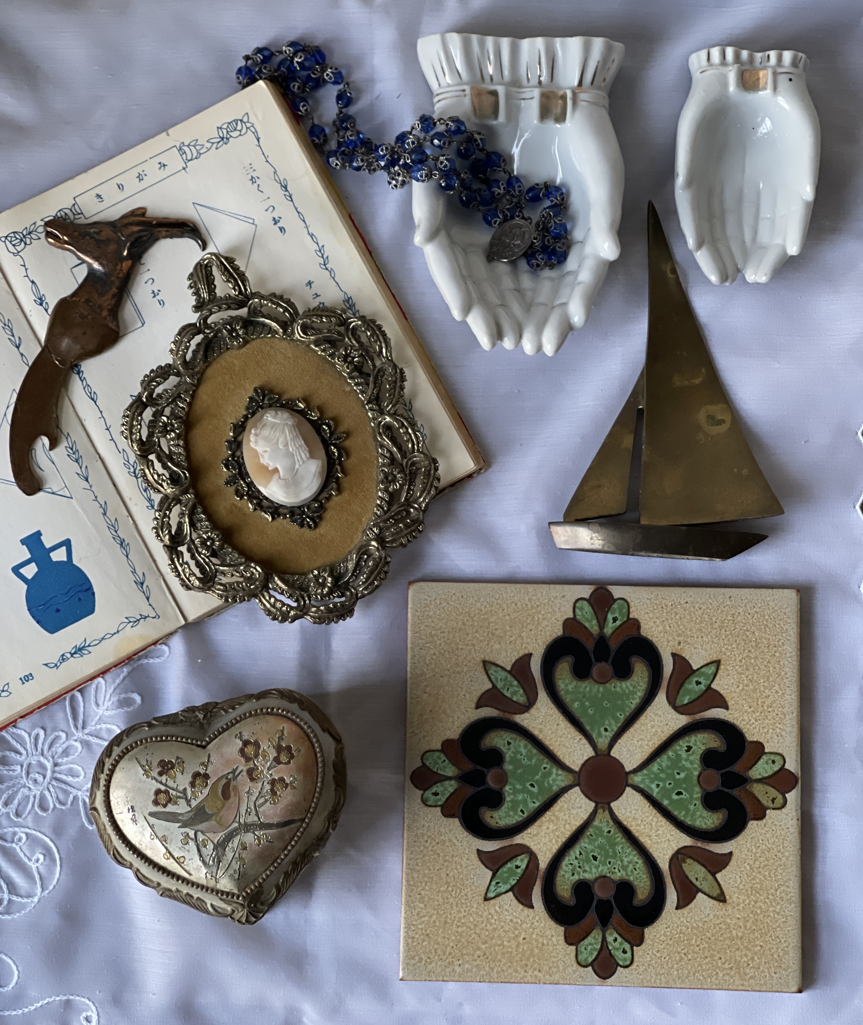 Houston antiques and collectible tile cameo ceramic music box