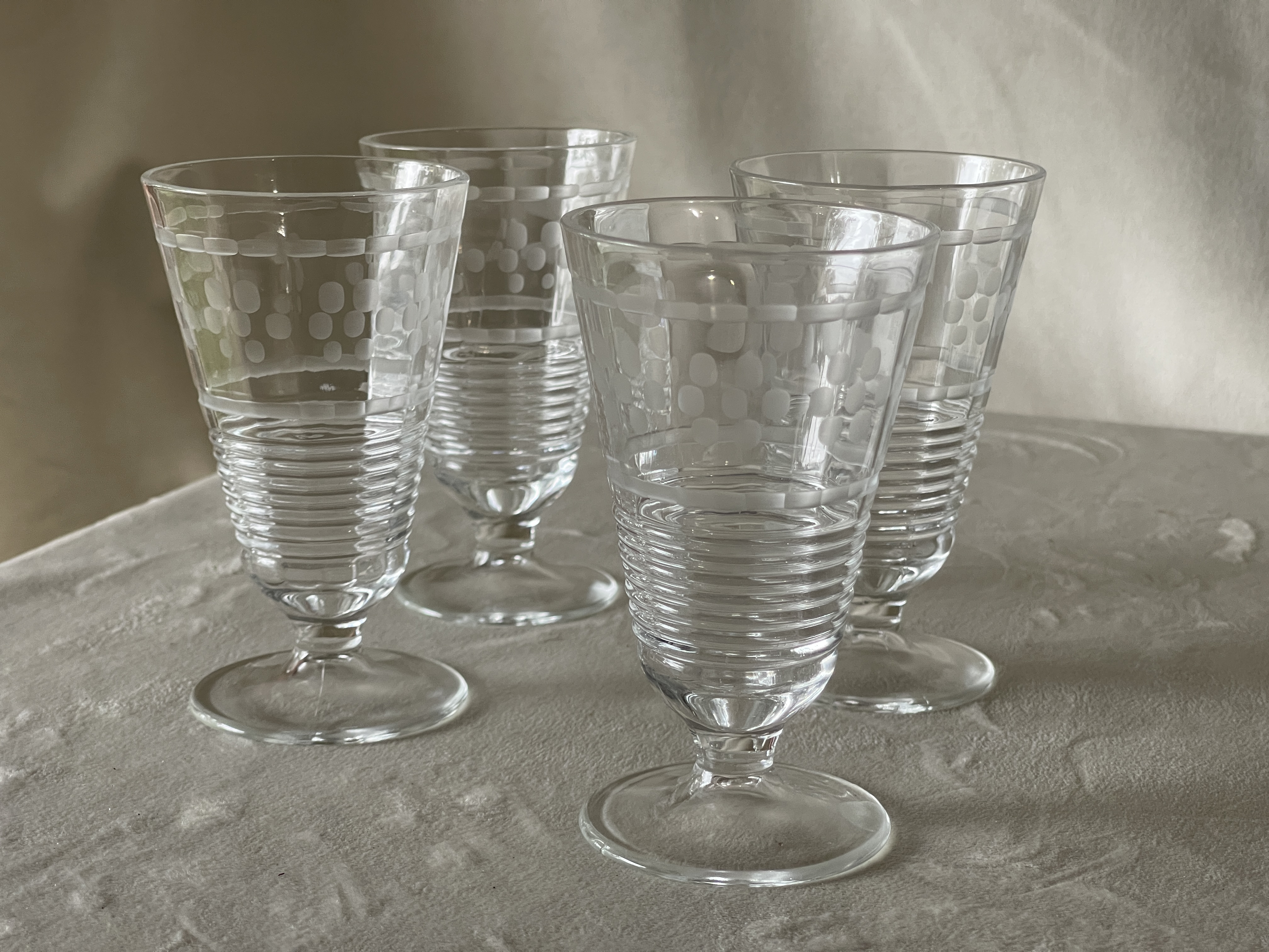 vintage glassware federal glass set with polka dot etching